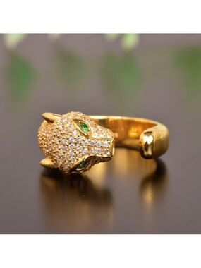 Leopard Adjustable 24k Gold Plated Ring new